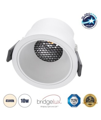 GLOBOSTAR® PLUTO-M 60254 Χωνευτό Downlight Σποτ με Honeycomb Anti Glare Reflector LED 10W 1300lm 38° AC 220-240V IP20 Φυσικό Λευκό 4500K - Bridgelux COB Chip & TÜV SÜD Driver - Λευκό Ματ - Μ8.4 x Π8.4 x Υ5.9cm - Q7.5cm - 5 Χρόνια Εγγύηση